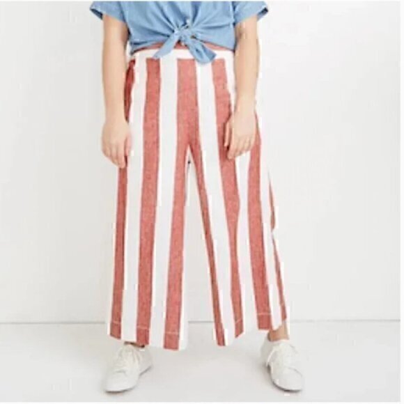 NWT Madewell Huston Linen Blend Pull-On Wide Leg Boho Crop Pants - Picture 1 of 7